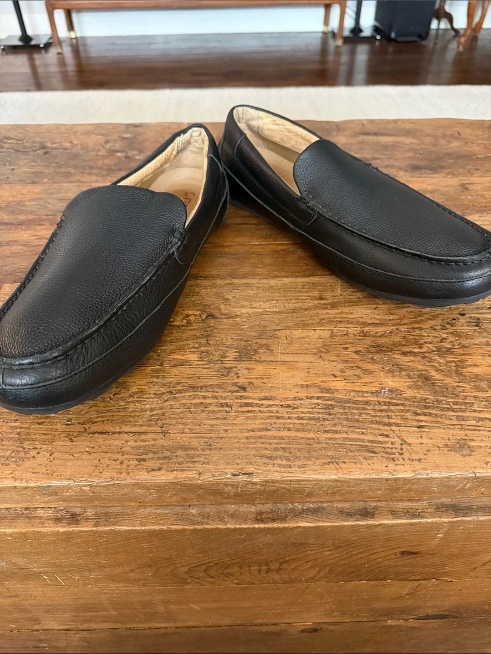 Sperry Black Pebbled Leather Slip On Driving Mocs Size 11.5